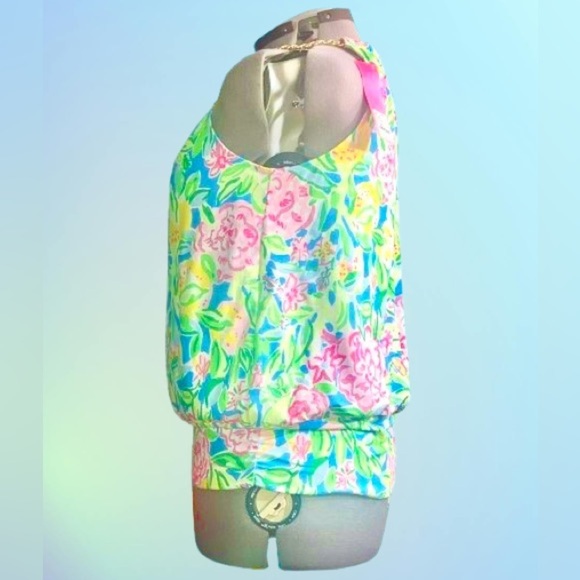 NWT Lilly Pulitzer Bowen Halter Top in Multi Grove Garden, sz Lg - Picture 2 of 4